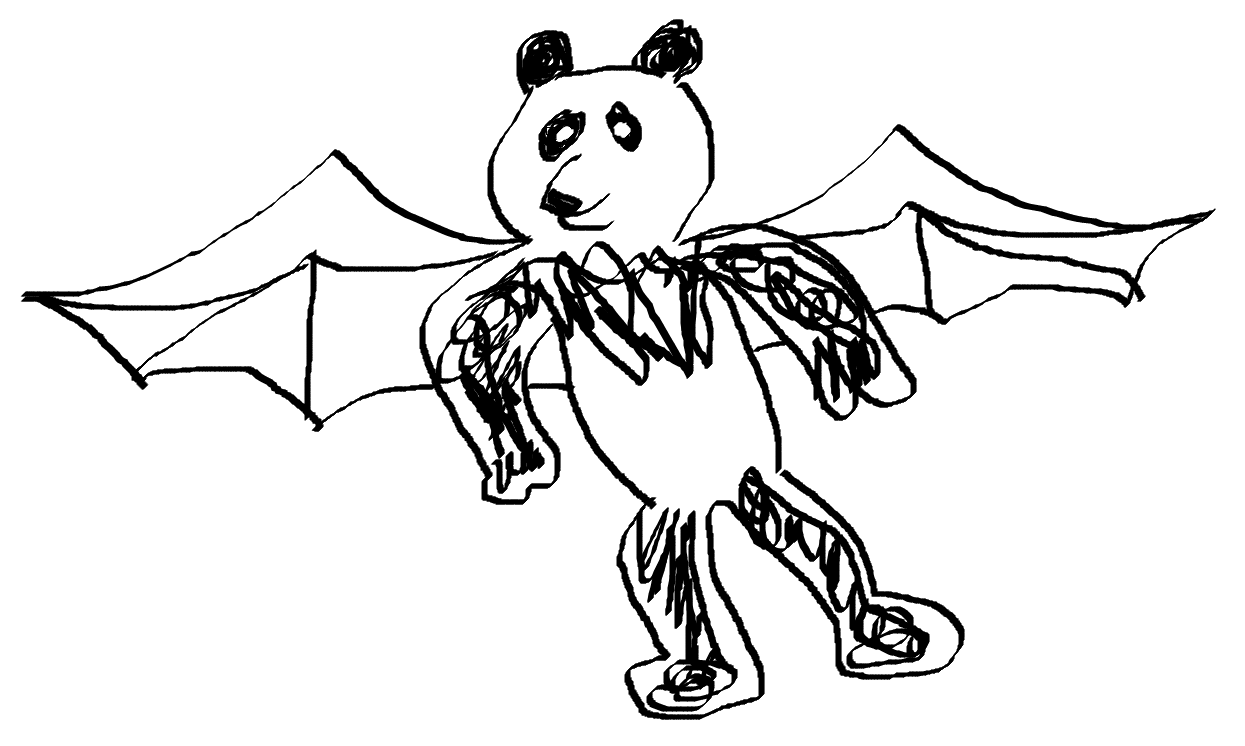A panda with wings unfurled magestically